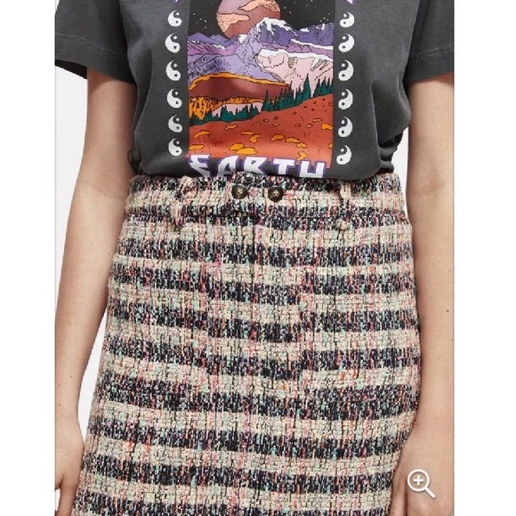 Scotch & Soda Short Mini Tweed Front Pocket A Line Skirt Multi Color Medium NWT - Picture 5 of 15